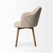 Pemberly Row Cream Fabric Wrap Brown Wooden Base Dining Chair