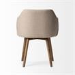 Pemberly Row Cream Fabric Wrap Brown Wooden Base Dining Chair