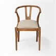 Pemberly Row Wood Frame and Linen Upholstered Dining Chair in Cream/Brown