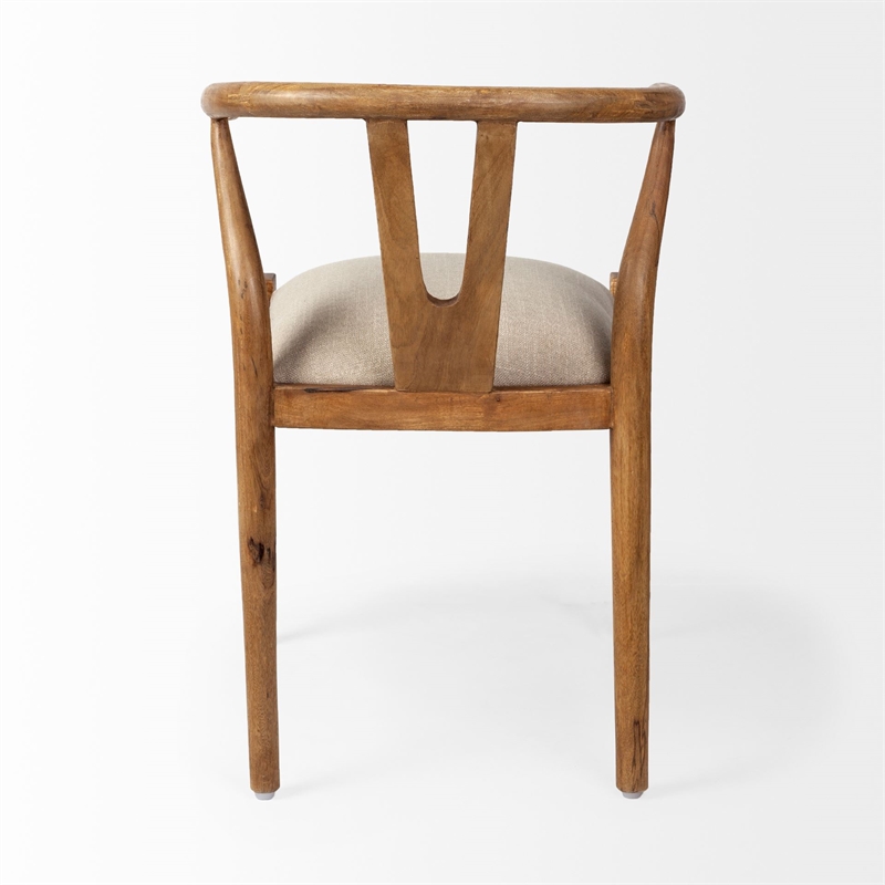 Pemberly Row Wood Frame and Linen Upholstered Dining Chair in Cream/Brown