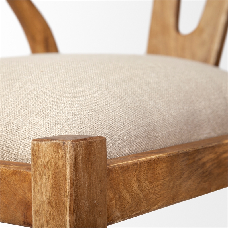Pemberly Row Wood Frame and Linen Upholstered Dining Chair in Cream/Brown
