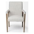 Pemberly Row Cream Fabric Wrap Brown Wood Frame Dining Chair