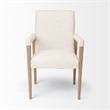 Pemberly Row Cream Fabric Wrap Brown Wood Frame Dining Chair