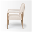 Pemberly Row Cream Fabric Wrap Brown Wood Frame Dining Chair