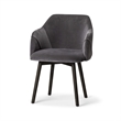 Pemberly Row Grey Velvet Wrap Black Wooden Base Dining Chair