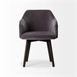 Pemberly Row Grey Velvet Wrap Black Wooden Base Dining Chair