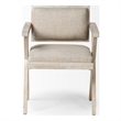 Pemberly Row Cream Fabric Wrap Brown Wooden Frame Dining Chair