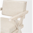 Pemberly Row Cream Fabric Wrap Brown Wooden Frame Dining Chair