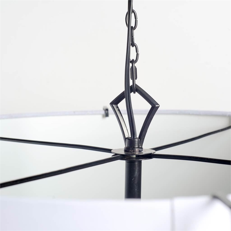 Pemberly Row 26x15 Charcoal Black Metal Fish Scale Three Bulb Ch&elier