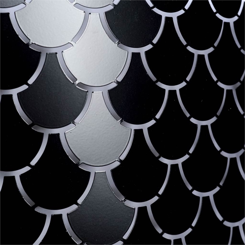 Pemberly Row 26x15 Charcoal Black Metal Fish Scale Three Bulb Ch&elier