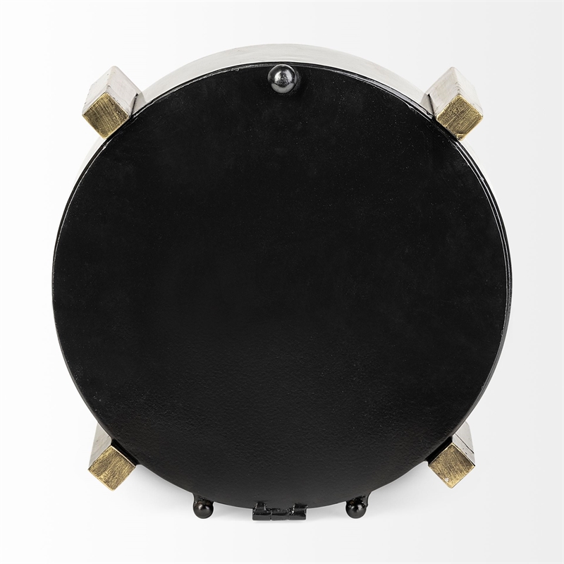 Pemberly Row Modern Mid-Century Black/Gold Metal Round Table Clock