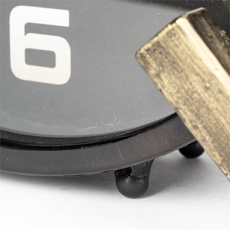 Pemberly Row Modern Mid-Century Black/Gold Metal Round Table Clock