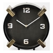 Pemberly Row Modern Mid-Century Black/Gold Metal Round Table Clock