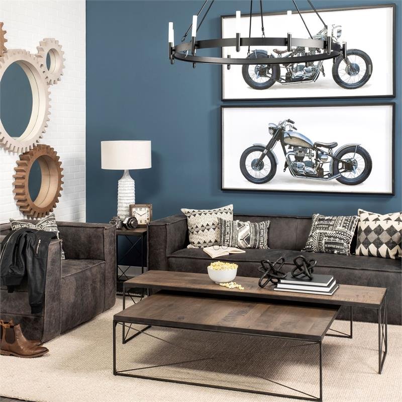 Pemberly Row Contemporary Metal Chassis 12 Light Chandelier in Black