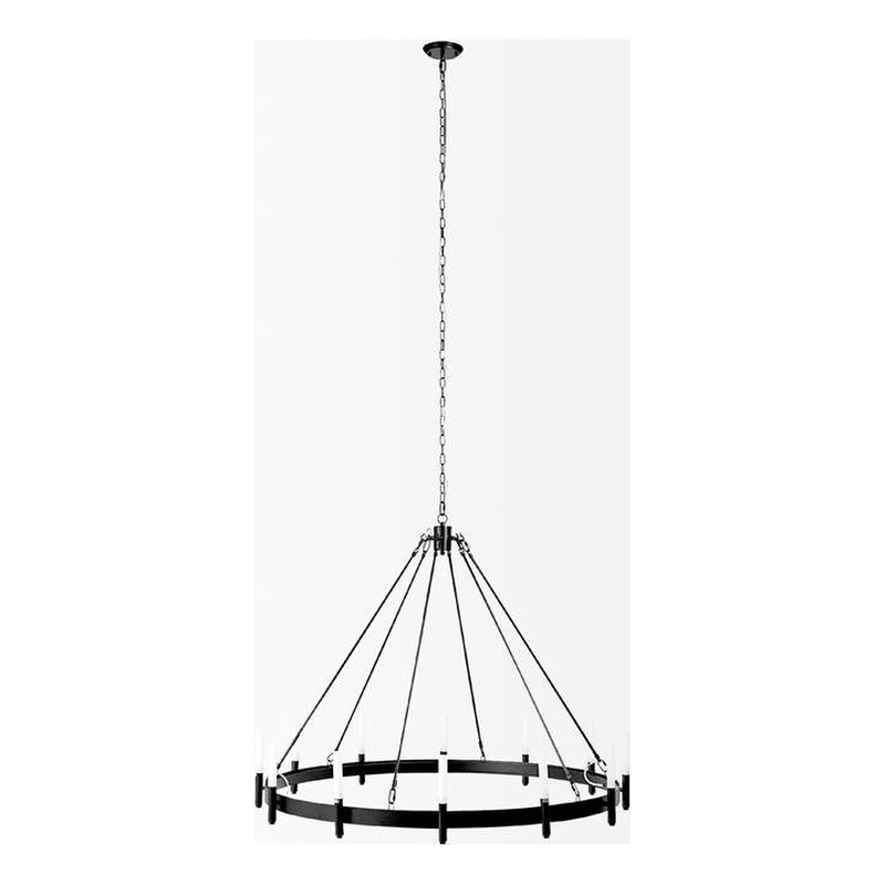 Pemberly Row Contemporary Metal Chassis 12 Light Chandelier in Black