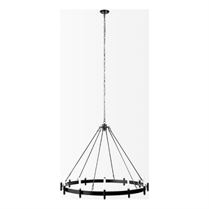 Pemberly Row Contemporary Metal Chassis 12 Light Chandelier in Black