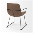 Pemberly Row Brown Faux-Leather Seat Black Metal Frame Dining Chair