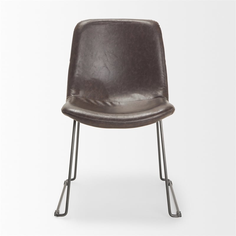 Pemberly Row Black Faux-Leather Iron Frame Dining Chair (Set of 2)