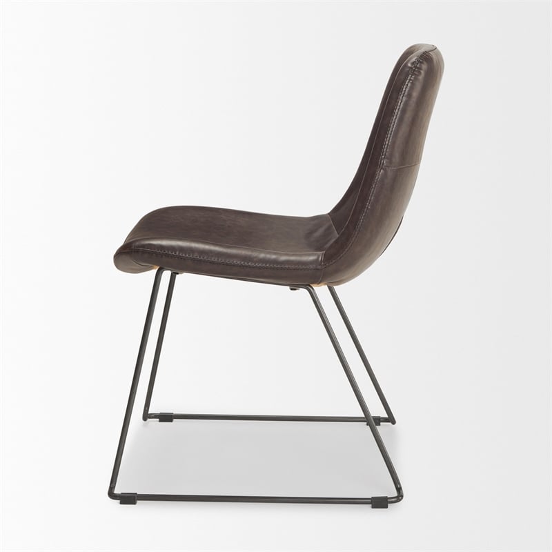 Pemberly Row Black Faux-Leather Iron Frame Dining Chair (Set of 2)