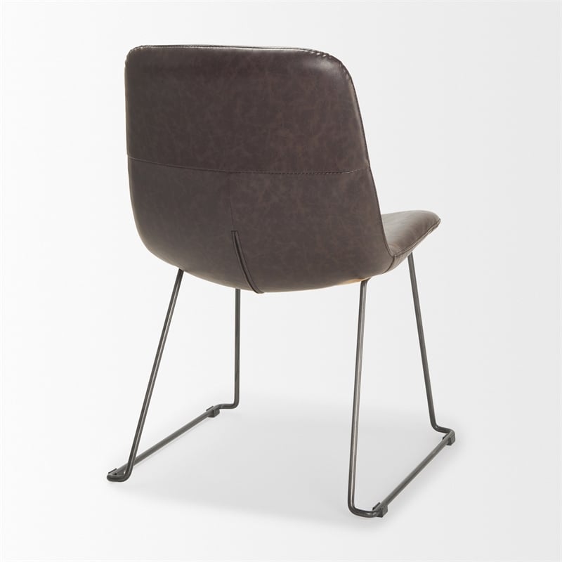 Pemberly Row Black Faux-Leather Iron Frame Dining Chair (Set of 2)