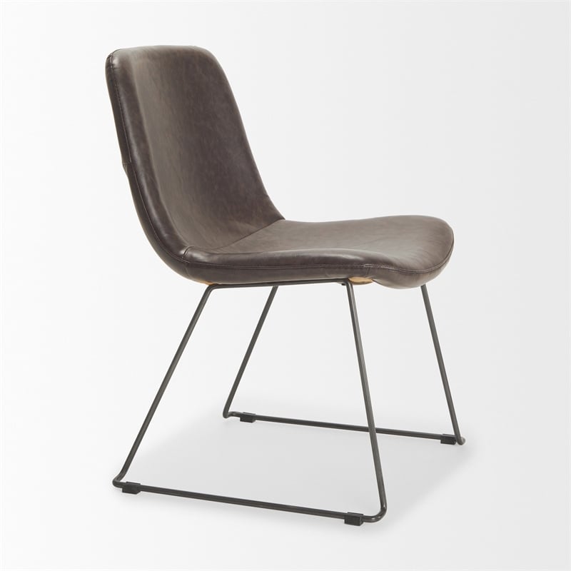 Pemberly Row Black Faux-Leather Iron Frame Dining Chair (Set of 2)
