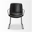 Pemberly Row Black Faux-Leather Dining Chair with Black Iron Frame