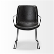 Pemberly Row Black Faux-Leather Dining Chair with Black Iron Frame