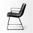 Pemberly Row Black Faux-Leather Dining Chair with Black Iron Frame