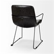 Pemberly Row Black Faux-Leather Dining Chair with Black Iron Frame