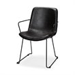 Pemberly Row Black Faux-Leather Dining Chair with Black Iron Frame