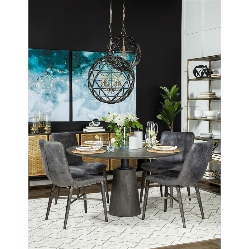 Pemberly Row 22.5x22.5 Black Metal Triangular Orb Four Bulb Ch&elier