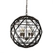 Pemberly Row 22.5x22.5 Black Metal Triangular Orb Four Bulb Ch&elier