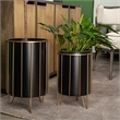 Pemberly Row Pianta Metal Industrial Styled Planters in Black (Set of 2)