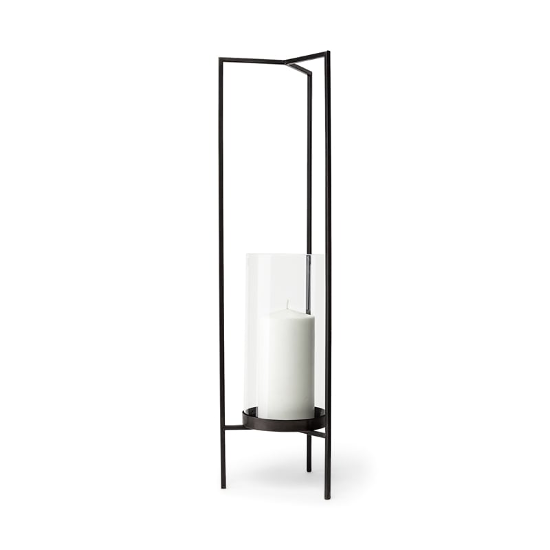 Pemberly Row Modern / Contemporary Large Gray Metal Candle Holder