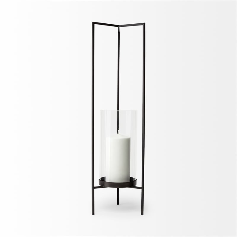 Pemberly Row Modern / Contemporary Large Gray Metal Candle Holder