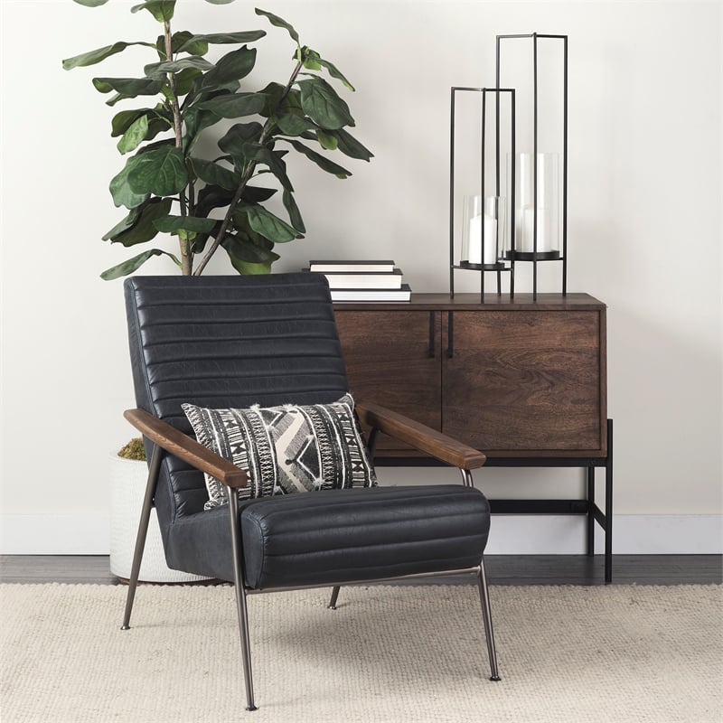 Pemberly Row Modern / Contemporary Large Gray Metal Candle Holder