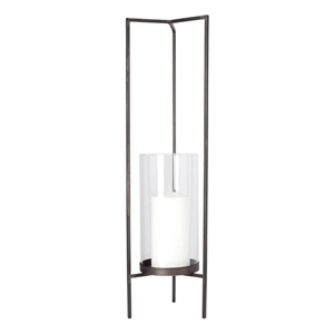 Pemberly Row Modern / Contemporary Large Gray Metal Candle Holder