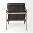 Pemberly Row Black Leather Wrapped Ash Wood Frame Accent Chair