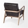 Pemberly Row Black Leather Wrapped Ash Wood Frame Accent Chair