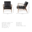 Pemberly Row Black Leather Wrapped Ash Wood Frame Accent Chair