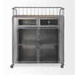 Pemberly Row Modern Mid-Century 2 Door Cabinet Bar Cart in Gray