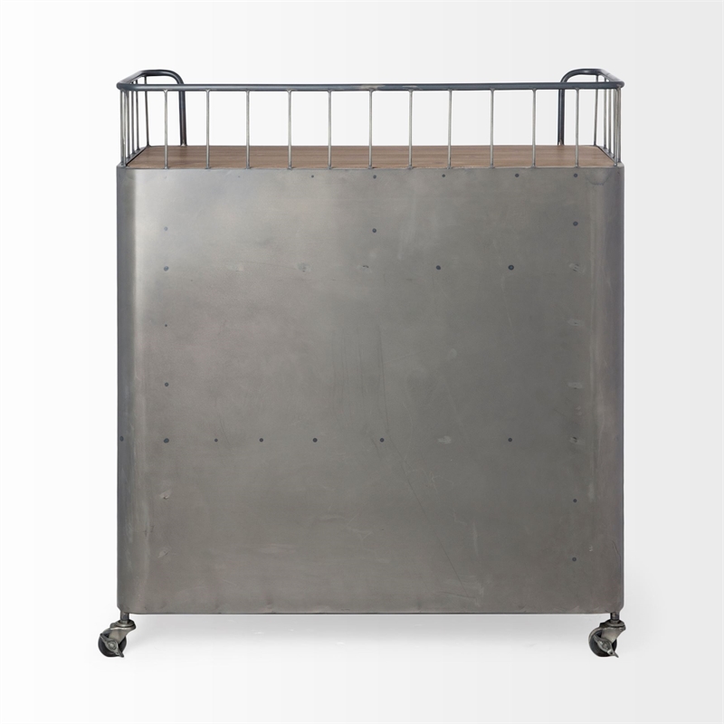 Pemberly Row Modern Mid-Century 2 Door Cabinet Bar Cart in Gray