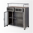 Pemberly Row Modern Mid-Century 2 Door Cabinet Bar Cart in Gray