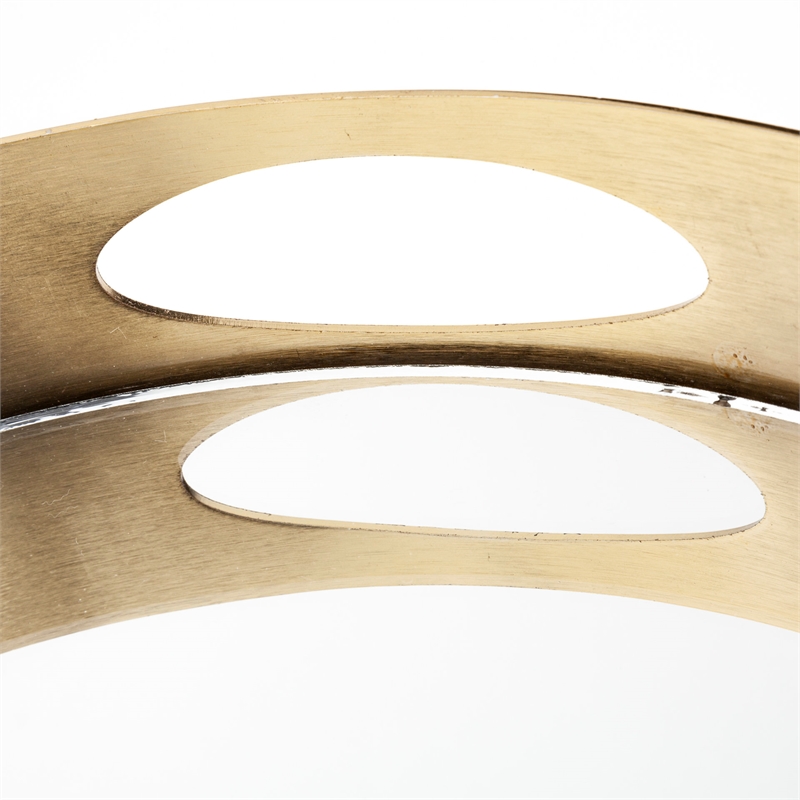 Pemberly Row Contemporary Gold Metal Mirrored Base Round Tray