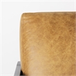 Pemberly Row Brown Leather Seat with Gray Metal Frame Accent Chair