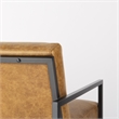 Pemberly Row Brown Leather Seat with Gray Metal Frame Accent Chair