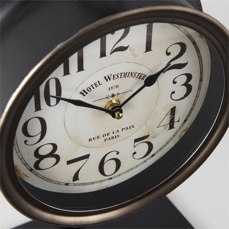 Pemberly Row Contemporary Metallic Brown Metal Hanging Table Clock