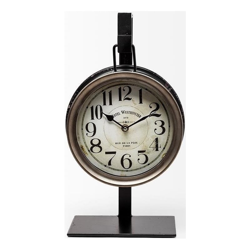 Pemberly Row Contemporary Metallic Brown Metal Hanging Table Clock