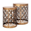 Pemberly Row 16x15 Set of Two Cylindrical Gold Metal Accent Tables