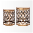 Pemberly Row 16x15 Set of Two Cylindrical Gold Metal Accent Tables